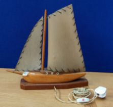 Mid century wooden boat lamp