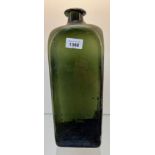 16th/ 17th century large green Gin bottle with Stubby Neck. [Coffin bottle] [Repaired at some point-