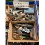 Two Box of various train, Aeroplane models, boat models and other items