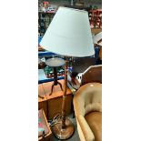 Oak floor standing lamp with shade