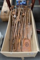 Box full of antique companion fire utensils