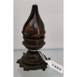 19th century Burmese Bronze Lotus Flower blossom candle holder. Turtle style base. Screws open to