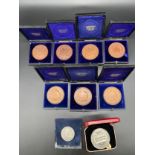 Selection of boxed Bronze presentation medallions, Silver Technological Examination 1st prize