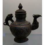 Antique Tibetan ornate teapot; [25cm high]