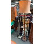 Three various floor lamps and Deco style mirror.