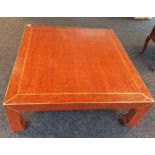 Chinese Red and black effect lacquered low table. Has Wax Chinese seal- export permission seal. [