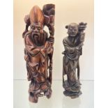 Two Chinese Root wood hand carved figures. [Tallest-39cm high]