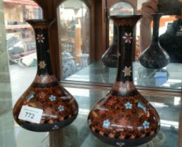 A Pair of Antique Cloisonne bird design vases.