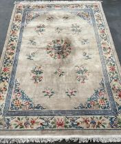 Large Chinese inspired Neutral wool rug. [360x259cm]