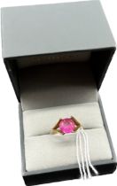 9ct yellow gold and round cut ruby stone. [Ring size L] [2.48Grams]