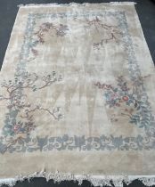 A Large Chinese inspired Neutral wool rug. [370x273cm]