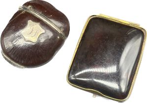 Antique silver and nut made vesta case together with a faux tortoise shell cigarette case