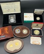 Four various boxed Mint coins; Pobjoy Mint Margaret Thatcher silver proof coin, The Royal Mint