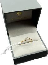 9ct yellow gold ring set with a 0.05ct diamond stone. [Ring size O] [1.65Grams]