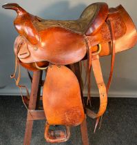 American MACPHERSON Brown Leather Horse Saddle.