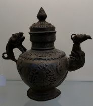 Antique Tibetan ornate teapot; [25cm high]