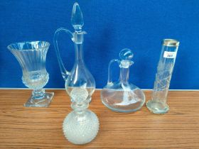 A Selection of antique and vintage crystal and glass; French Baccarat lead glass scent bottle- early