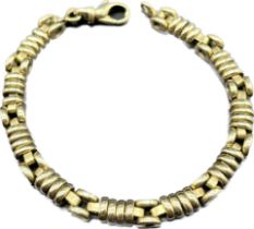 9ct yellow gold unusual linked bracelet. [31.26grams]