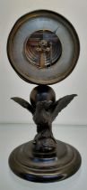19th century Holosteric Barometer- mounted on a Bronze eagle holding another bird in its talons