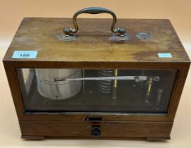 Antique Negretti & Zambra London mahogany cased barograph