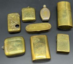 A Collection of antique brass vesta cases