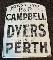 Antique enamel advertising sign 'Agent for P.&P. CAMPBELL DYERS PERTH' [46X34CM]