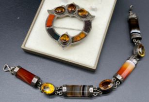 19th century silver, agate stone and citrine stone Scottish bracelet, Together with a 19th century