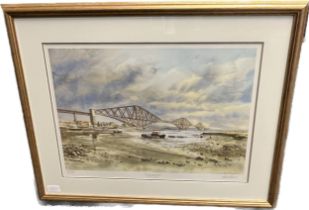 Alistair A Marcol Limited edition print titled 'The Forth Rail Bridge' from North Queensferry. Ltd