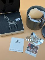 Swarovski crystal Giraffe and Reindeer sculptures with original boxes.