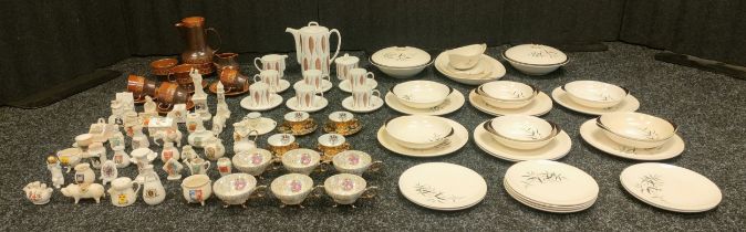A selection of tea wares includes Susie cooper leaf design coffee set, beswick mid century tea