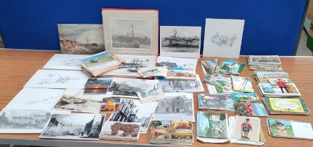 A Collection of vintage postcards from around the world and album of Fife photographs and prints.