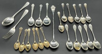 A Selection of silver flatwares; Sheffield silver fork and knife, A Set of five Sheffield silver