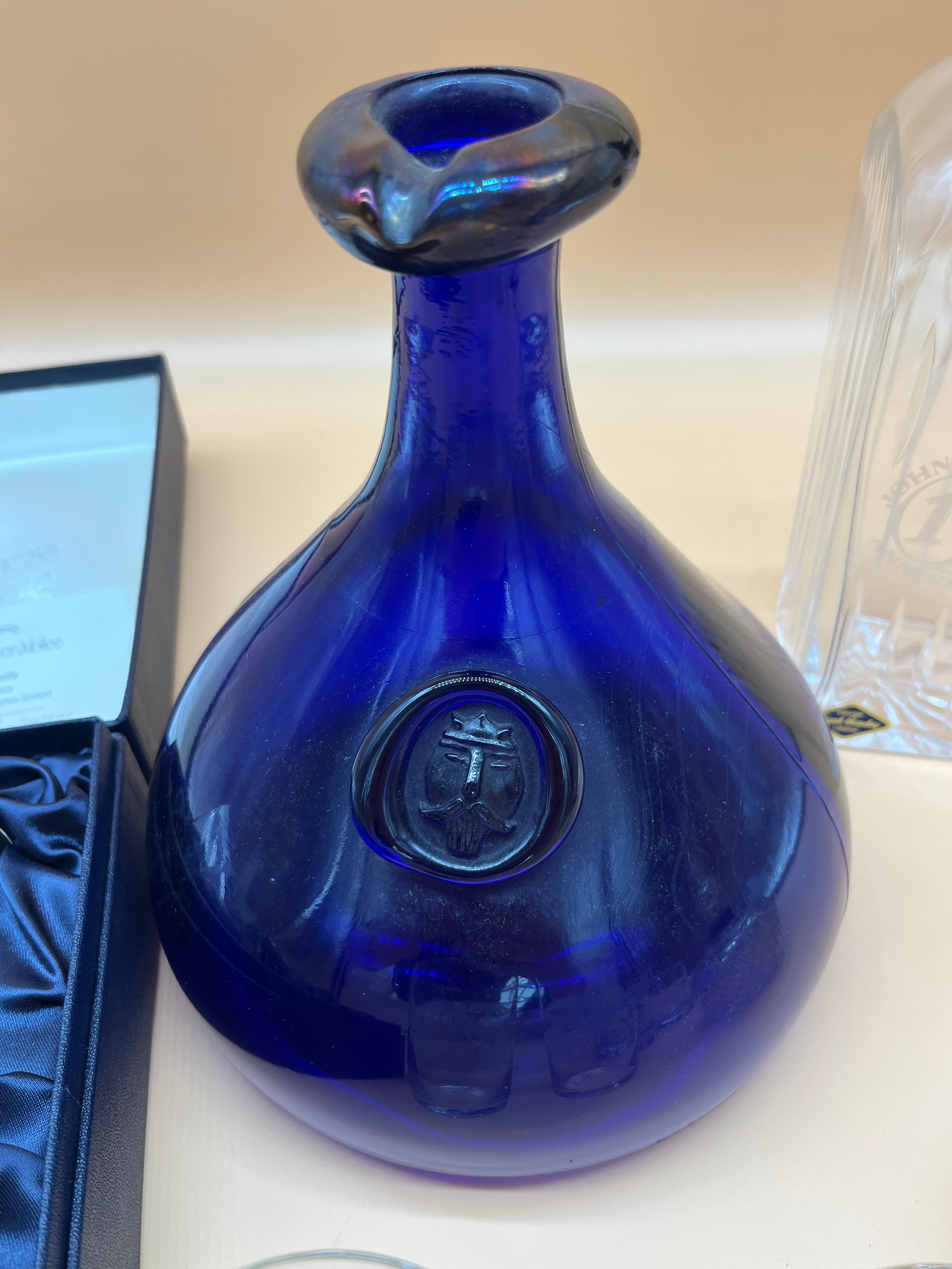 A Selection of art glass and collectables; Large Holmegaard Viking cobalt blue glass decanter, - Image 4 of 6