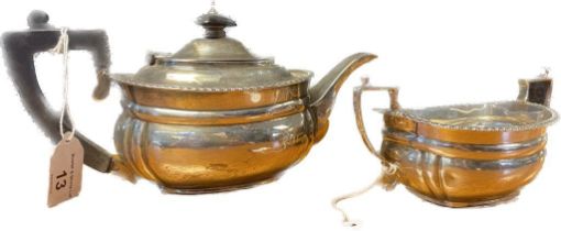 London silver small tea pot and two handle sugar bowl. [492grams]