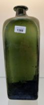 16th/ 17th century large green Gin bottle with Stubby Neck. [Coffin bottle] [Repaired at some point-