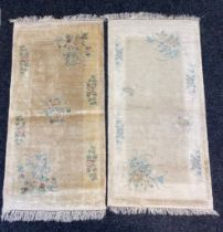 A Pair Of Chinese Carpet silk - hand knotted rugs [Teppich] each [138x70cm] Circa 1990 with