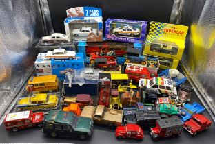 A large collection of boxed and unboxed car models to include Corgi and Dinky