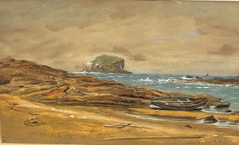 Waller Hugh Paton [1828-1895] Original watercolour titled 'The Bass Rock from Canty Bay' 1876. [