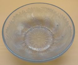 Rene Lalique Opalescent glass bowl 'Chicoree' No. 3213. [8.5cm high, 24cm diameter]