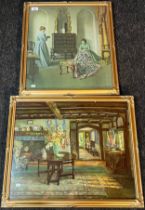 Two prints titled 'Tudor Cottage & Patchwork Quilt' after L. Campbell Taylor & Richter. Both