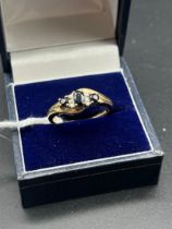 9ct yellow gold ring set with sapphires and diamonds [Ring size P] [3.21Grams]