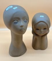 Two Russian Studio pottery head sculptures. [Tallest- 33cm high]