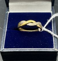 9ct yellow gold and diamond ring [Ring size O] [3.21Grams]