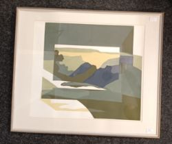 Richard Wash Limited edition block print depicting landscape. Signed, dated 1968 and ltd 6/10. [