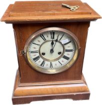 Antique H.A.C. 14 Day Strike German mantel clock. Comes with key & Pendulum. [35.5cm high]