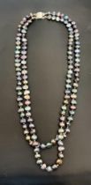Vintage freshwater black pearl two string necklace with silver 925 clasp and catch.