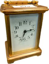 Antique Brass and bevel glass French carriage clock. Single barrel movement. [Needs attention]