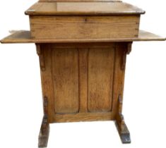 Antique podium desk [Wake & Dean Ld, London & Yatton, School Furnishers] [101.5x99.5cm]