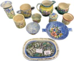 Jessie D Wilson for Strathyre pottery hand painted jugs, pots and bowls