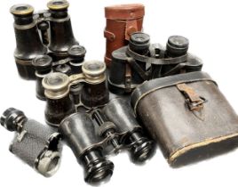 A Collection of field binoculars and Monocular; Broadhurst Clarkson & Co London Monocular with carry